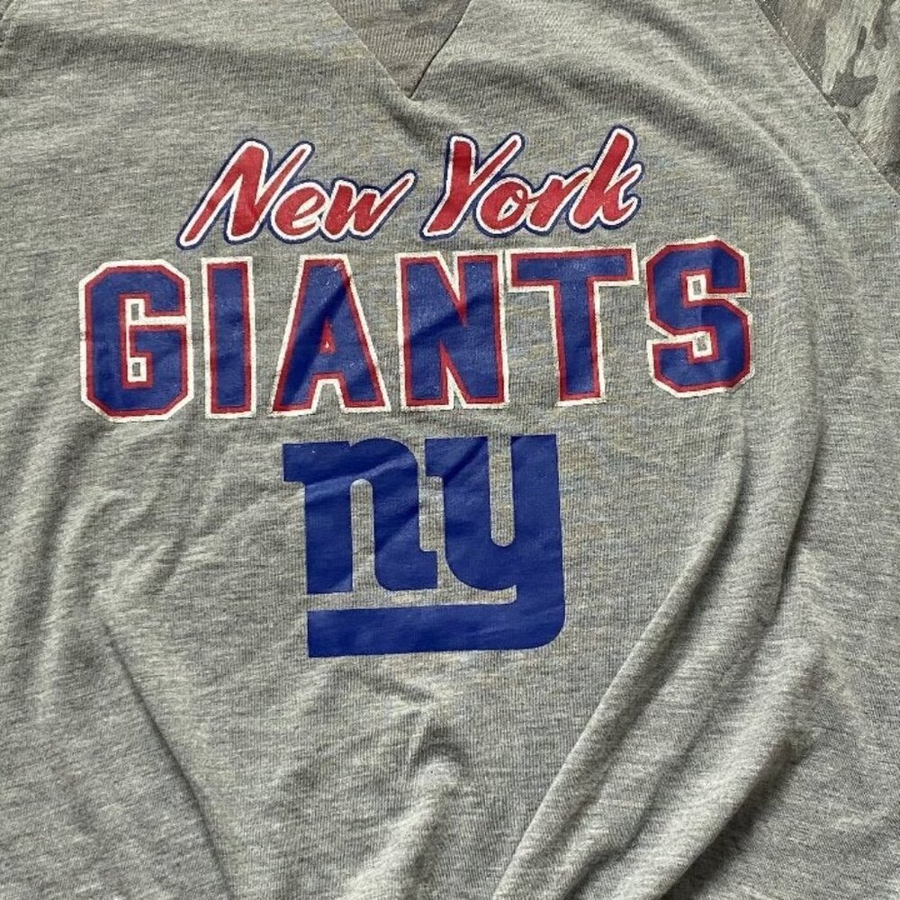 NFL 'Teens' New York Giants Apparel Front Tie Short Sleeve T-Shirt-Gray- Lg-NWT - Picture 2 of 6